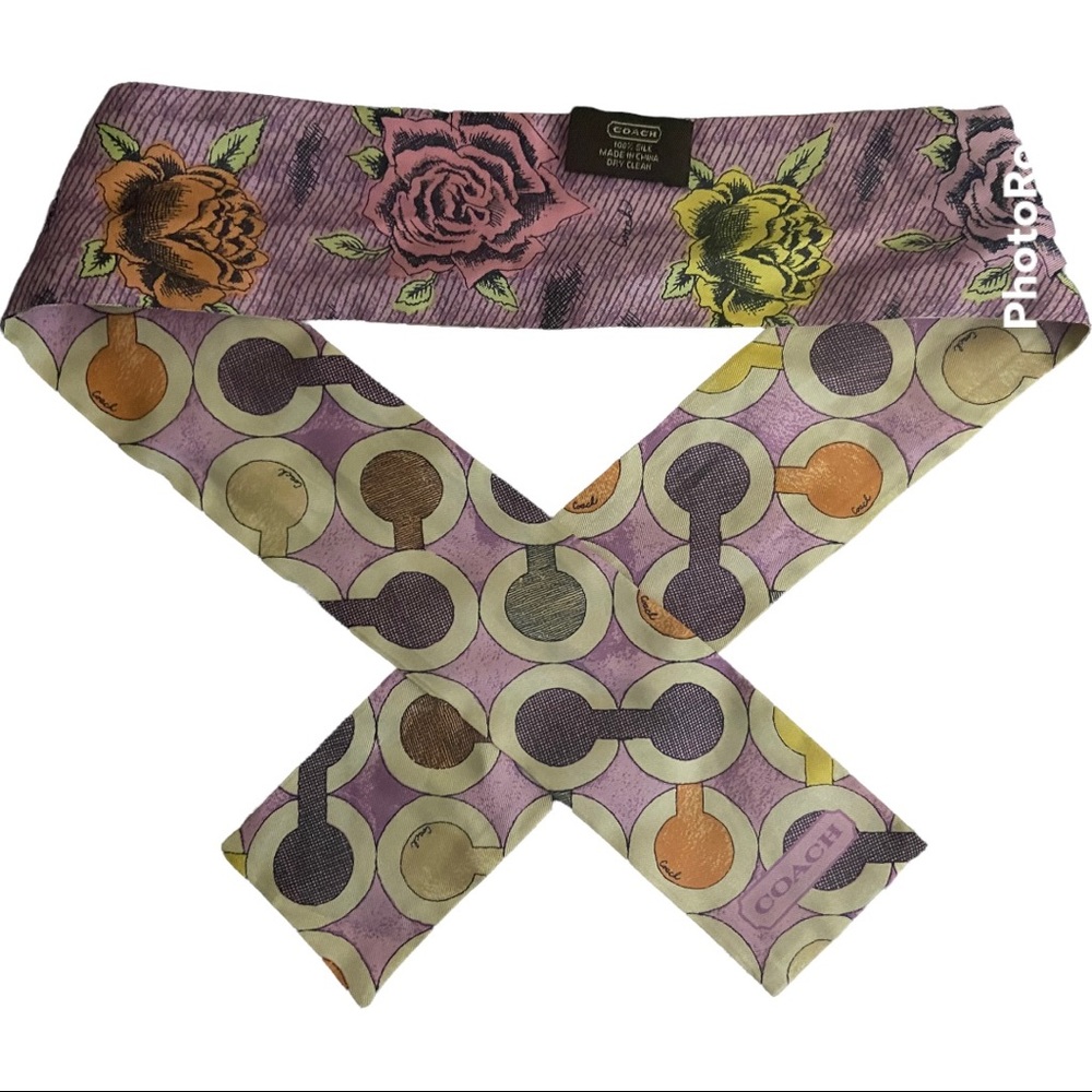 Coach 100% silk head scarf